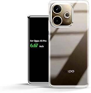 غطاء خلفي سيليكون TPU شفاف HD لـ Oppo A5 Pro، مضاد للاصفرار وحماية عالية من الصدمات، متوافق مع Oppo A5 Pro (6.67") (شفاف)
