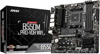 مذربورد B550M PRO-VDH من ام اس اي سلسلة برو (AMD AM4 / DDR4 / منفذ PCIe 4.0 وساتا بسرعة 6 جيجابايت في الثانية ومنافذ M.2 وUSB 3.2 من الجيل الاول / تقنية Wi-Fi / منافذ D-SUB/HDMI/DP / مقاس مايكرو ATX)
