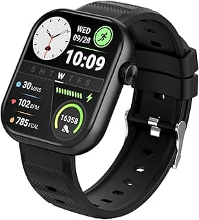 O20B (2.4") LCD Display Smart Watch, 480 Nits Brightness, 7 Days Battery Life, Heart Rate & Blood Oxygen Monitoring,12 months warranty, IP68 Waterproof with Multisport Modes (Black)