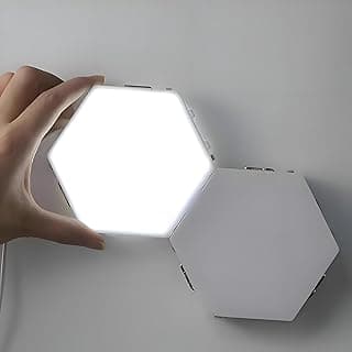 مصابيح ديكور لاسلكية - مصباح LED سداسي الربط RGB يعمل باللمس للخزائن والجدران، رائع لغرف الالعاب، جهاز تحكم عن بعد، البطارية غير متضمنة