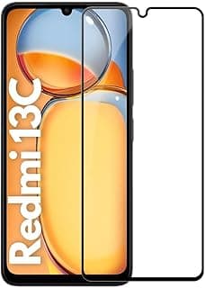 (Redmi 13C / Poco C65) Glass Screen Protector HD Clear Anti Shock With Slim Frame Black