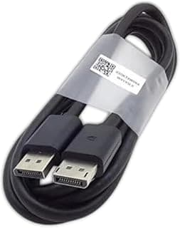 كابل DisplayPort ذكر إلى ذكر 1.8 متر - كابل فيديو 4K Ultra HD بتردد 60Hz مع غلاف مطلي بالفضة، اتصال عالي السرعة، أسود