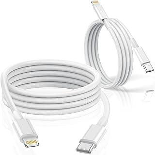 كابل شحن سريع نو هو NOHOO USB C to Lightning لاجهزة ابل ايفون، 2 قطعة 6 قدم معتمد من ابل MFi لاجهزة ايفون 12 11 برو XR XS ماكس X 8 بلس وايباد وايربودز برو، يدعم توصيل الطاقة (ابيض)