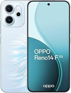 موبايل رينو 14 F 5G مساحة 256 جيجا، رام 12 جيجا، لون Opal Blue، شريحتين اتصال، شاشة 6.57 بوصة FHD+ AMOLED 120Hz، معالج Snapdragon 6 Gen 1، كاميرا ثلاثية 50 ميجابكسل، بطارية 6000 مللي أمبير، نظام ColorOS 15، بصمة تحت الشاشة