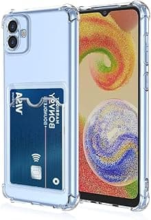 Samsung Galaxy A05 Case Clear Card Holder Back Wallet Crystal Transparent Soft TPU Shockproof Bumper Corner Drop Protection Phone Case Cover With Camera Lens Protection - Transparent