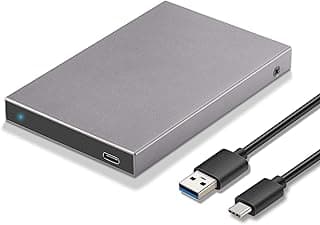 قرص صلب خارجي من الألومنيوم 2.5 بوصة USB C 3.1/3.2 الجيل الثاني 6Gbps مع UASP لـ 2.5 بوصة 7/9.5 ملم ساتا هارد HDD/SSD متوافق مع WD سيجيت PS4/5 اكس بوكسوما الى ذلك من اس اس كيه