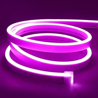 شريط إضاءة نيون LED، 16.4 قدم بنفسجي، 12 فولت سيليكون مقاوم للماء، تصميم DIY لغرف النوم والديكور الداخلي والخارجي + محول 12 فولت 2 أمبير