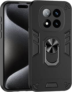 جراب لهاتف شاومي Redmi Note 14 Pro+ Plus 5G، جراب سيليكون ناعم مقاوم للصدمات فائق النحافة TPU + PC، جراب عسكري مضاد للسقوط مع دعم معدني مغناطيسي، أسود