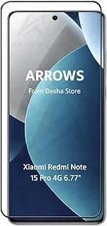 اسكرينة حماية زجاجية ARROWS لهاتف شاومي Redmi Note 15 Pro، صلابة 9H، شفافية عالية، تدعم فتح البصمة، تغطية كاملة، مقاومة للخدش، متوافقة مع الجرابات، سهلة التركيب بدون فقاعات
