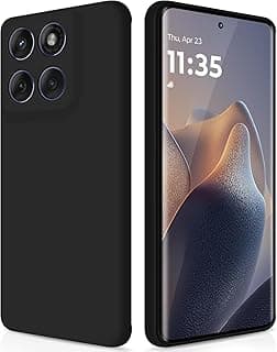 Edge 60 Fusion Case Liquid Rubber with Soft Microfiber Lining, Slim Shockproof Hard Protective Cover for Moto Edge 60 / Moto Edge 60 Fusion 2025 (Black)