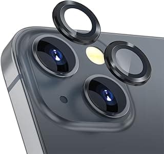 Camera Lens Protector Compatible with iPhone 13/13mini, Premium Tempered Glass Circle Film, Aluminum Alloy Full Fit Lens Ring Cover, Black [Anti-Scratch] (2 Pack)