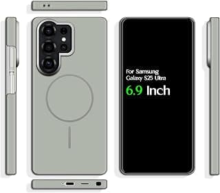 For Samsung Galaxy S25 Ultra PC Hard Slim Fit Back Cover, Supports Wireless Charging and Camera Hard Frame Protector Compatible With Samsung Galaxy S25 Ultra (6.9") (Matte Gray)