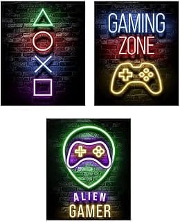 Neon Effect DO NOT GLOW IN THE DARK Posters Video Game Play station Gaming Decor Kid's Room Playroom Gift Game Lover Gaming Wall Art Gamer Game Room Decor Boy Bedroom Coated Photo Print 8X10 Unframed