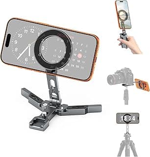 Gahenwo Magnetic Tripod for iPhone Cell Phone, Mini Selfie Stick Foldable Aluminum Tripod Pocket with Magnetic Ring, Stand Compatible with iPhone 16/15/14/13/12 and All Mobile Phones