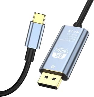 كابل 8K USB Type C إلى ديسبلاي بورت 6.6 قدم/2 متر، كابل ثاندربولت إلى ديسبلاي بورت 8K@60Hz 2K@165Hz لماك بوك برو/ماك بوك اير/ايباد برو والمزيد