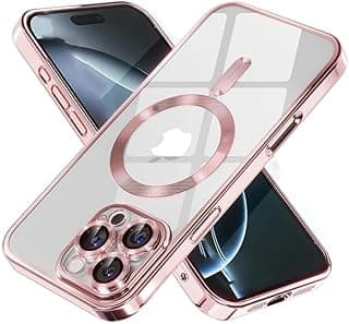 جراب شفاف ناعم ممتاز لـ ابل iPhone 16 Pro Max حماية كاملة لعدسة الكاميرا، [متوافق مع MagSafe] شحن لاسلكي، جراب هاتف TPU مطلي مقاوم للصدمات ابل iPhone 16 Pro Max مقاس 6.9 بوصة 2024 - وردي