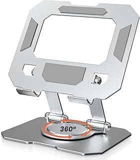 Dyazo Aluminium Tablet Stand Holder with 360° Rotating Base, Multi Angle Adjustments Compatible for iPad Pro | 11 | 10.9 | 10.2 | Air | Mini, Samsung Galaxy Tab, Lenovo Pad and All Tablets-Silver
