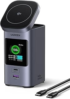 يوجرين باور بانك نيكسود 20000mAh 145 واط PD 3.0 شاحن محمول 72 واط معتمد من كيو اي 2 15 واط شحن سريع لاسلكي حزمة بطارية ماجسيف 2C1A مع شاشة TFT لايفون 16 سيريز وماك بوك وايباد والمزيد