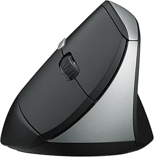 ماوس EV250 مريح عمودي صامت من رابو، ماوس بصري لاسلكي بتردد 2.4G، ‏800/1000/1200/1600 نقطة لكل بوصة، نقرات هادئة، 5 أزرار، متوافق مع نظام ويندوز/ماك او اس/اي باد او اس واللاب توب والكمبيوتر، أسود