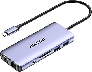 11-in-1 USB-C Multiport Adapter Hub, 3 USB 3.0 Ports, HDMI, VGA, Ethernet, Audio Jack, 11.5 cm Cable, Grey