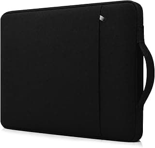 جراب لابتوب رين يير مقاس 15 بوصة متوافق خصيصاً مع MacBook Pro 15.4 بوصة، Surface 3/4 15 بوصة، XPS 15 الجديد، شنطة يد بحزام ومقبض وجيب أمامي مبطن، أسود
