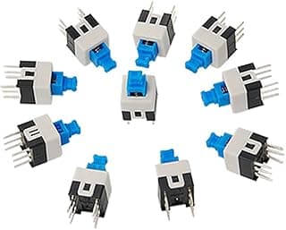مفتاح ضغط تكتيلي Sourcingmap عدد 10 قطع، 7 × 7 مم، للتركيب على لوحة PCB، قفل ذاتي 6 سنون