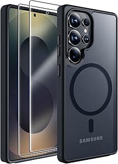 جراب سامسونج Galaxy S25 Ultra مغناطيسي يدعم MagSafe مع 2 حماية شاشة - أسود