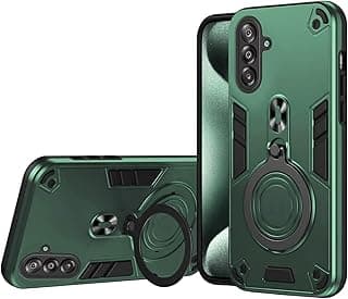 Armor Back Case for Samsung Galaxy A17, Dual Layer Protective Cover with 360° Rotating Ring Kickstand, Car Magnetic Mount (Green)