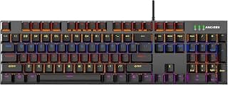Mechanical Gaming Keyboard,104 Keys,Flowing RGB Lighting Effect,USB Wired,Cyan Switches,9 LED Modes