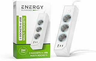 Power Strip 3 Outlets With USB Ports And 2M Cable, Practical Tilt Design With Top Power Button, Suitable For Home, Office, Charging Multiple Devices – ENERGY ELHADAD