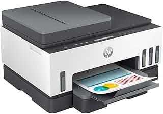 HP طابعة سمارت تانك 750 الكل في واحد لاسلكية للطباعة والمسح الضوئي والنسخ والطباعة على الوجهين التلقائي وحدة تغذية تلقائية للوثائق طباعة حتى 18000 صفحة سوداء او 8000 ملونة ابيض-رمادي [6UU47A]