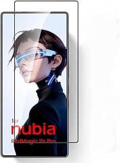 Full coverage ultra clear gaming tempered glasses screen protector with fingerprint support and olephobic coating for ZTE nubia RedMagic 11S Pro - black