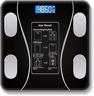 Bluetooth Smart Digital Personal Body Weight Scale with Mobile App – Body Composition Analyzer with High Accuracy – LED Display and Stylish Multi-Shape Design (Wireless Smart Body Fat Scale)