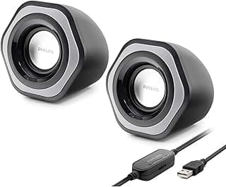 For Philips SPA2209 Desktop Speakers 5W - 2.0 Channel Stereo - USB Powered + 3.5mm Cable