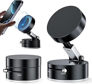 Foldable Vacuum Suction Magnetic Car Phone Holder, Adjustable Suction Phone Mount, Strong Suction Cup Magnetic Mobile Holder for all phones Car/Mirror/Gym