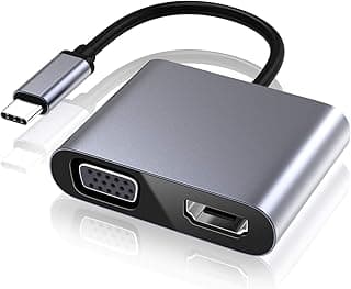 محول USB C 3.0 الى VGA HDMI 4K UHD متوافق مع اللاب توب وماك بوك برو-اير ونينتندو وديل واتش بي سبكتر وسامسونج S8-S9 وهواوي ميت 30 والمزيد من اليسموجا، 2 في 1 AH175