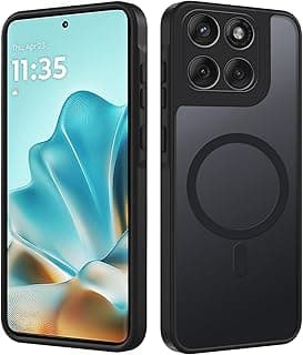 جراب مغناطيسي لموتورولا Edge 60 Fusion 5G / Moto Edge 60 5G، ظهر PC مطفي شفاف، مقاوم للخدش والصدمات، جراب حماية نحيف (أسود)