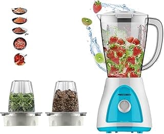 blender, 2 grinders, sharp stainless steel blades, assorted colors, 1.5l 400 watts, mt-b16