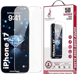 واقي شاشة زجاجي مقسى لهاتف iPhone 17، صلابة 9H مضاد للخدش، متوافق مع الجرابات