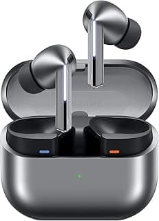 سماعة سامسونج Galaxy Buds3 Pro، سماعة أذن لاسلكية بلوتوث مع تحكم تكيفي في الضوضاء، صوت Hi-Fi، صوت 360 درجة - فضي - ضمان محلي سنة