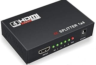 موزع HDMI (1 مدخل إلى 4 مخارج)، يدعم Full HD 1080P و4K و3D، متوافق مع Xbox وPS3/4 وBlu-ray