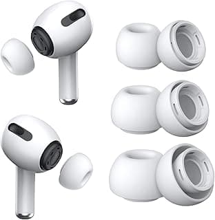 Silicone Replacement EarPads for Apple AirPods Pro 2 & Airpods Pro, Anti-Slip Eartips, Tighter Seal, Fits in The Charging Case, All 3 Sizes inclued (Small+Medium+Large) (3 Sets, 6Pc) - White