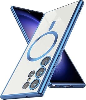 Magnetic Clear Case for Samsung Galaxy S25 Ultra with Camera Lens Protector Magsafe Compatible Electroplated Soft TPU Shockproof Case for Galaxy S25 Ultra (Blue, Samsung Galaxy S25 Ultra)