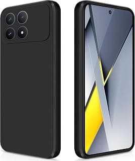 جراب حمايه متوافق مع هاتف Xiaomi Poco F8 Pro، جراب سيليكون سائل عالي الجودة، جراب حماية شامل للهاتف، مقاوم للخدش، بطانة ناعمة من الألياف الدقيقة (أسود)