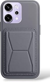 3M Store Leather Case Compatible for OPPO RENO14 5G Shockproof Leather Back Card Storage & case built-in Stand PU leather for a stylish look, comfortable grip (Gray)