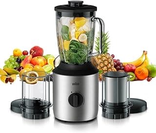 خلاط JB3272 مع 2 زجاجة سموذي، 800 وات، سعة 1.5 لتر، شفرات ستانلس ستيل، خلط صامت، خاصية النبض، معدني