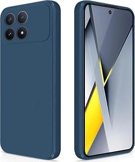 جراب حمايه متوافق مع هاتف Xiaomi Poco F8 Pro، جراب سيليكون سائل عالي الجودة، جراب حماية شامل للهاتف، مقاوم للخدش، بطانة ناعمة من الألياف الدقيقة (أزرق)