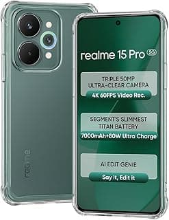 Clear Silicone Case for Realme 15 / realme 15 Pro with Shockproof Protective Corners, Thin Soft Transparent Protective Flexible TPU Transparent Case Scratch-Resistant Case for Realme 15 5G