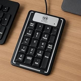 لوحة مفاتيح رقمية صغيرة، 19 مفتاح، سلك USB، تصميم نحيف، اسود، بلاستيك ABS، متوافقة مع ويندوز وماك، للابتوب والكمبيوتر المكتبي