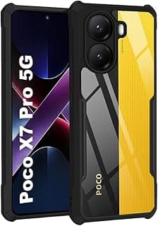 جراب حماية شفاف متوافق مع Poco X7 Pro, مضاد للصدمات والاصفرار، جراب حماية كامل ممتص للصدمات مع واقي للكاميرا (اسود)